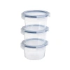 Şeffaf Plastik Saklama Kabı Seti, 750 ml, Yuvarlak, 3 Parça