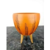 Siyah Çizgi Desenli 15 cm Terrakota Saksı - 3 Ayaklı