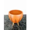 Siyah Çizgi Desenli 15 cm Terrakota Saksı - 3 Ayaklı