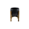 Siyah Granit Toprak Saksı - 4 Ayaklı - 19 CM