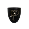 Siyah Metal Saksı Fil Desenli 18 cm Çapında