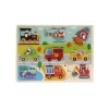 Tahta Raptiyeli Bultak Puzzle ile Kara/Hava/Deniz Araçları, 9 Parça Eğitici Oyun