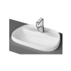 Tezgah Üstü Beyaz Lavabo, Armatür Bantlı, 57 cm