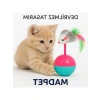 Tüylü Fareli Denge Topu - 2li Kedi Oyuncağı Seti, Devrilmez Taban, Renkli