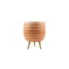 Yan Çizgi Desenli Toprak Saksı - 3 Ayaklı - 19 CM