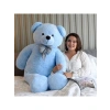 Yumuşak ve Sevimli Dev Peluş Ayıcık - 160 cm Papyonlu Tasarım (Mavi)