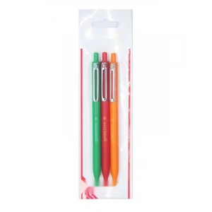 0.7 mm Yağ Bazlı Mekanizmalı Roller Kalem - Kırmızı, Yeşil ve Turuncu