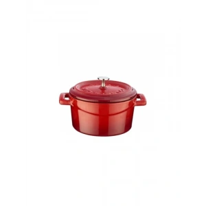 10 cm Yuvarlak Döküm Mini Tencere, 0.35 L Hacim, Kırmızı