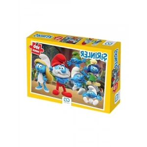 100 Parça Şirinler Temalı Çocuk Puzzle - 34x24 cm Ölçülerinde