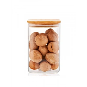1100ml Kapasiteli Vakumlu Bambu Kapaklı Cam Kavanoz