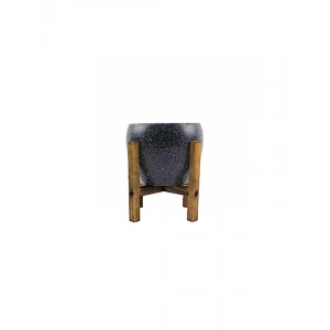 15 cm Gri Granit Toprak Saksı, 4 Ayaklı Tasarım