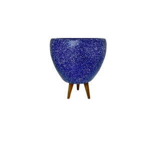 15 cm Lacivert Granit Toprak Saksı - 3 Ayaklı Tasarım