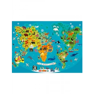 150 Parçalı Renkli Hayvanlı Harita Puzzle