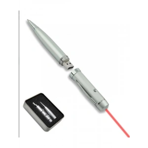 16 GB USB Bellekli Metal Sunum Kalemi - Kırmızı Lazer Işığı