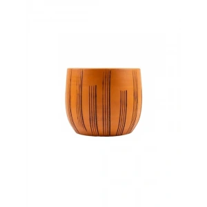 19 CM Dik Çizgi Desenli Toprak Saksı, Dekoratif Saksılık