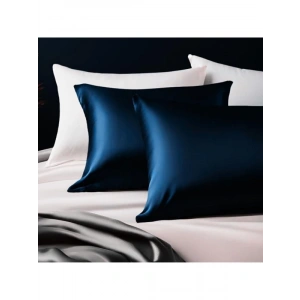 2 Adet İpek Saten Yastık Kılıfı, 50x70 cm, Koyu Lacivert