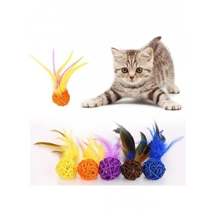 2li Rattan Renkli Peluş Tüy Kedi ve Köpek Oyuncakları