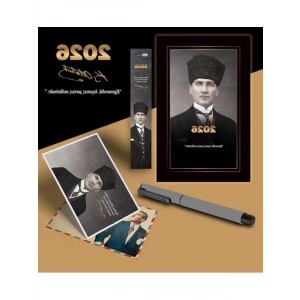 2026 Yılına Özel Ajanda ve Ayraç Kartpostal Seti - Gri