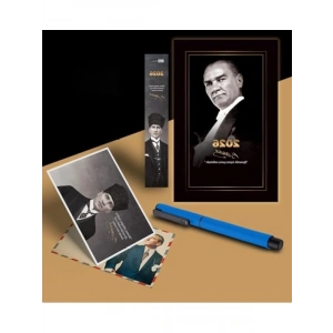 2026 Yılına Özel Atatürk Temalı Ajanda ve Ayraç Seti - Mavi