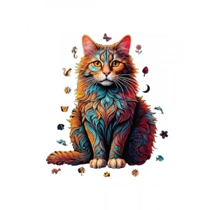 250 Parçalı Ahşap Kedi Puzzle - Sanat Eseri Niteliğinde