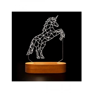 3 Boyutlu Unicorn LED Masa Lambası - USB Bağlantılı, Sarı Işık, 60x140x30 mm