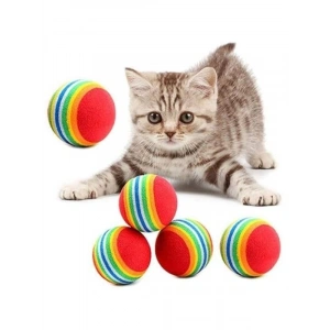 3lü Gökkuşağı Sünger Çiğneme Oyun Topu - Kedi ve Köpekler İçin