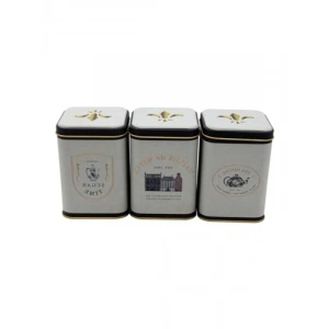 3lü Set Kare Metal Saklama Kabı - 87x87x125 mm