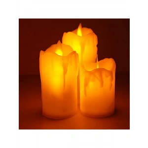 3lü Set Pilli Led Mum - Gerçekçi Yapay 7-9-11 cm