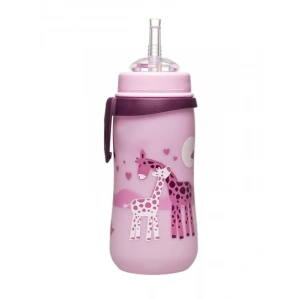 330 ml Kapasiteli Pipetli Kız Zürafa Desenli Bardak