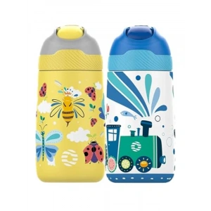 350 ML Çocuklar için Pipetli Paslanmaz Çelik Matara Seti (2li)