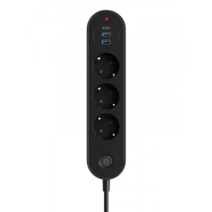 3’lü Priz | 2 USB-A + 1 USB-C | Termal Akım Korumalı, 2500W Güç, Aç/Kapa Anahtarlı