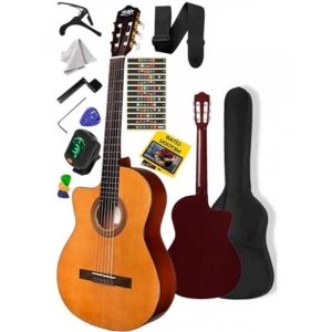 4/4 Kesik Kasa Klasik Gitar Seti - Çanta, Askı, Tuner, Metod ve Pena Dahil