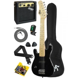 4-6 Yaş Çocuklar İçin Amfili Elektro Gitar Seti - Full Black