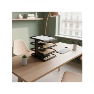 4 Katlı Metal Ofis Dosya Rafı - Masa Üstü Organizer