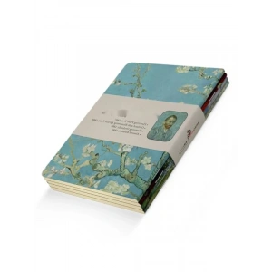 4lü A6 Çizgisiz Defter Seti - Van Gogh Desenli