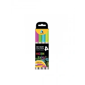 4lü Neon Markör Seti, 1.5 mm Uç, Çok Yüzeyli Kullanım