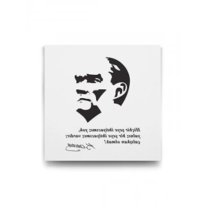 40x40 cm Atatürk Sözleri Kanvas Tablo - %100 Pamuk