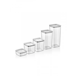 5li Kare Saklama Kabı Seti (1700 ml + 1200 ml + 1000 ml + 700 ml + 350 ml)