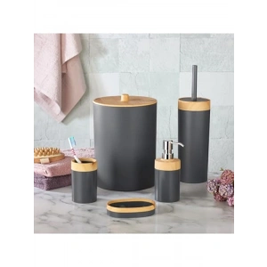 5 Parça Lüks Banyo Seti - Antibakteriyel Tuvalet Fırçası ve 10 Litre Çöp Kovası
