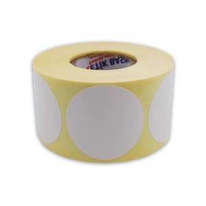 500 Adet Baskısız Kuşe Etiket - 50 mm Çap - Rulo