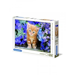500 Parça Kaliteli Yetişkin Puzzle - Zambaklar İçinde Zencefil Kedisi