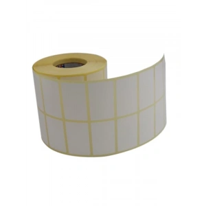 50mm x 30mm Kuşe Etiket Ruloda 3000 Adet, 2li Dizilim, 40mm Kuka Uyumlu