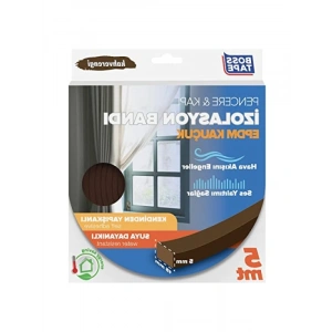 5mm x 15mm Kauçuk Pencere ve Kapı İzolasyon Bandı - Kahverengi