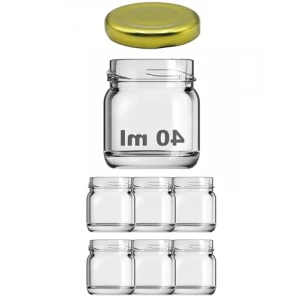 6 Adet 40 ml Şeffaf Cam Kavanoz, Gold Metal Kapaklı, Dayanıklı ve Kullanışlı