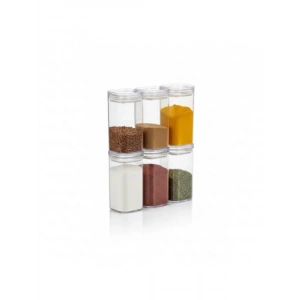 6lı Akrilik Vakum Kapaklı Baharatlık Seti (300ml)