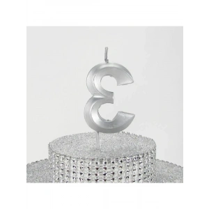 6.5 cm Gümüş Gri Renkli Üç Rakam Mum - Doğum Günü Kutlamaları