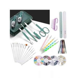 6in1 Paslanmaz Çelik Manikür-Pedikür Seti ve 37 Parça Nail Art Seti
