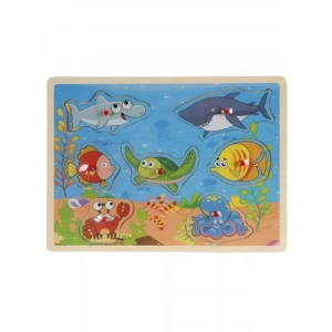 7 Parçalı Eğitici Tahta Puzzle - Deniz Hayvanları Temalı