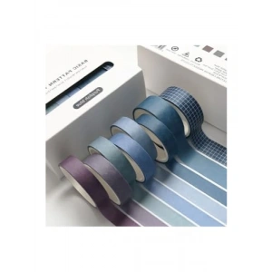 7 Renkli Washi Bant Seti - Purplish Blue Temalı