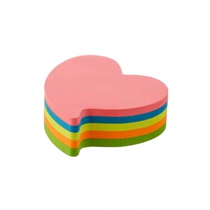 70 x 70 mm, Kalp Şeklinde Yapışkanlı Not Kağıdı, 250 Yaprak